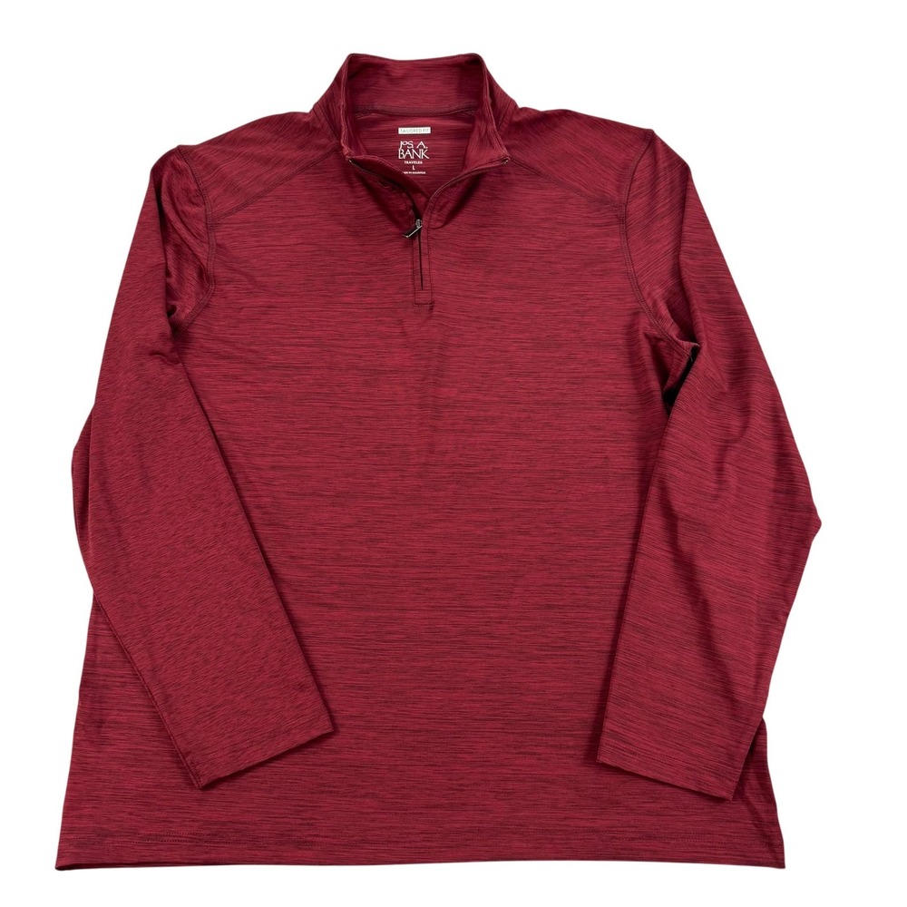 Jos A Bank Traveler Mens Large Red 1/4 Zip Golf Pullover Tailored Fit Mock Neck